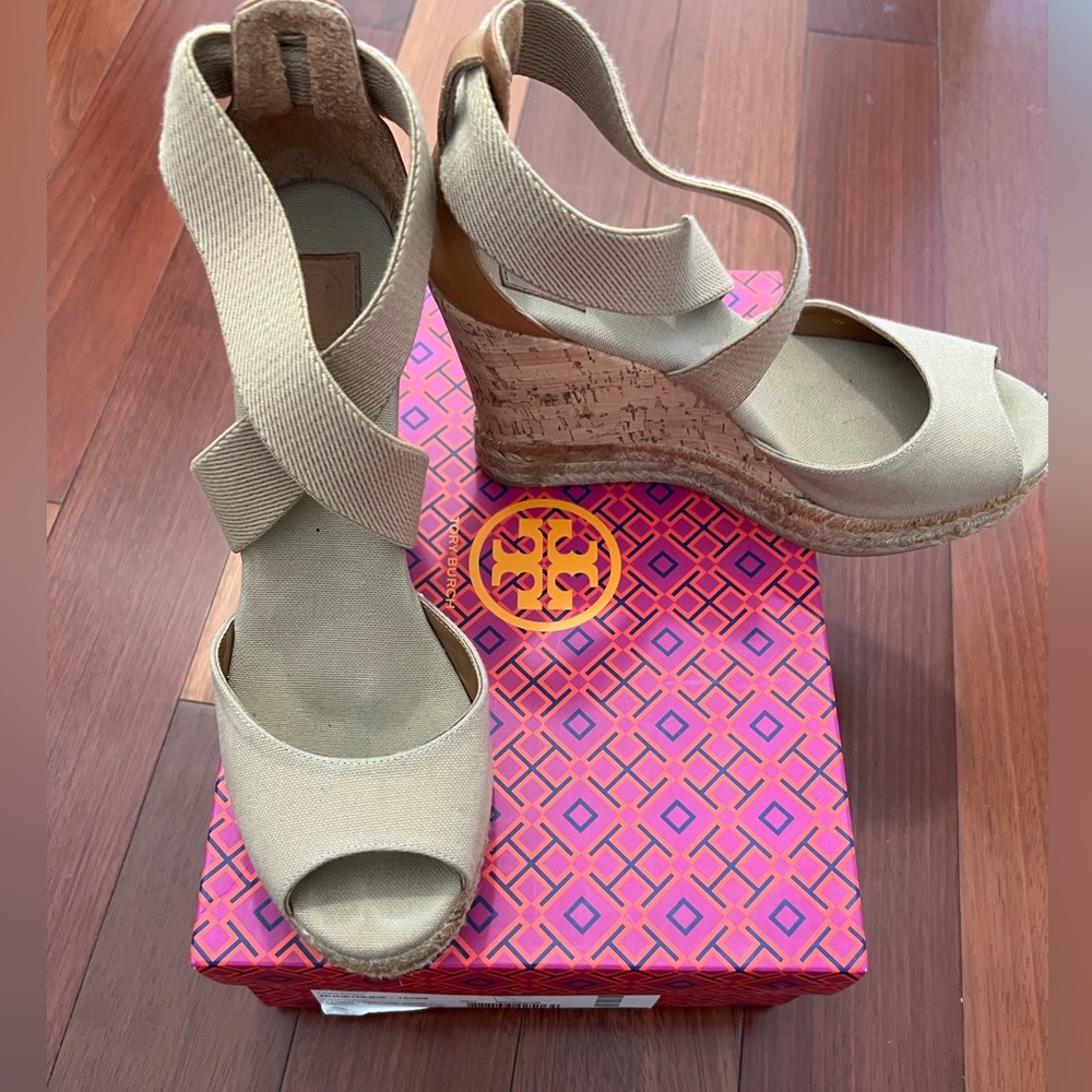 Tory Burch cork wedge sandal size 8
